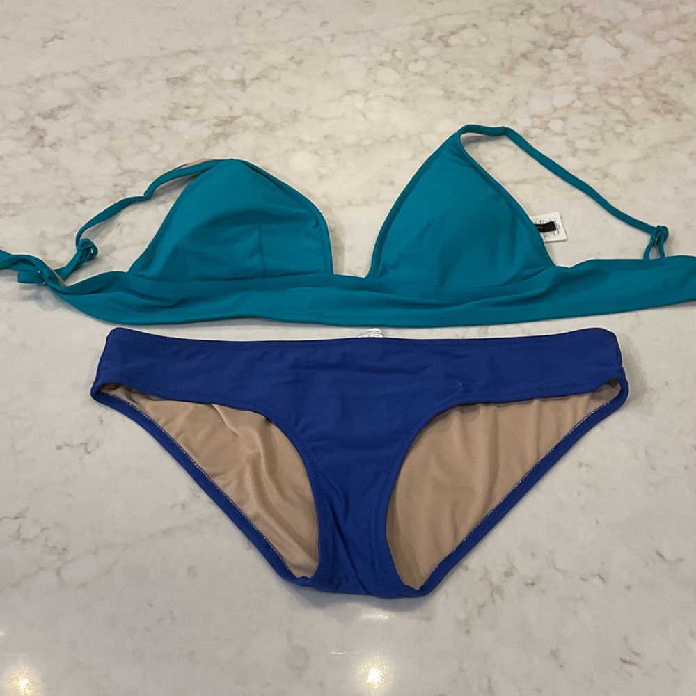 J. Crew Teal and Blue Bikini Set